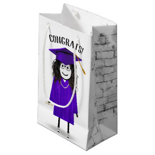 Stick Girl Student med Lila Cap och Diploma