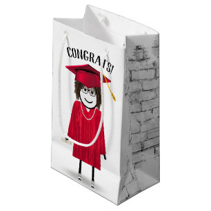 Stick Girl Student med Red Cap och Diploma