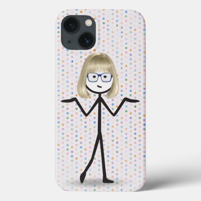 Stick Girl with Blue Glass on Polka dots (Baksida)