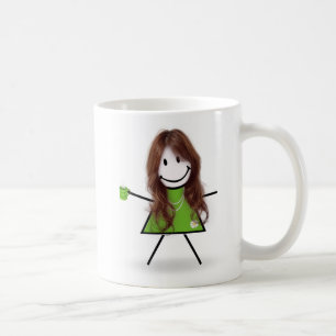 Stick Girl with Coffee and Quote Kaffemugg