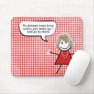 Stick Girl with Coffee Mugg on Gingham Musmatta