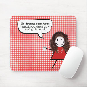 Stick Girl with Coffee Mugg on Gingham Musmatta