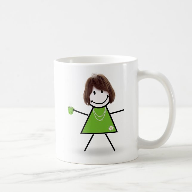 Stick Girl with Grönt Coffee Mugg (Höger)