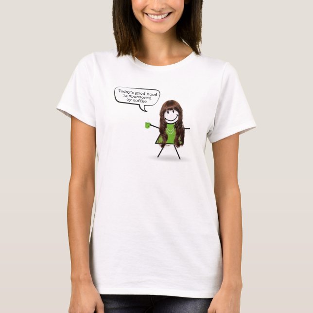Stick Girl with Grönt Coffee Mugg T Shirt (Framsida)