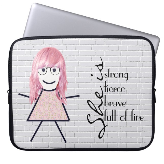 Stick Girl with Hair and Inspirational Quote  Laptop Fodral (Framsidan)