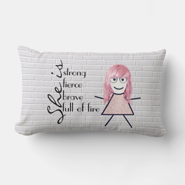 Stick Girl with Hair and Inspirational Quote Lumbarkudde (Framsida)