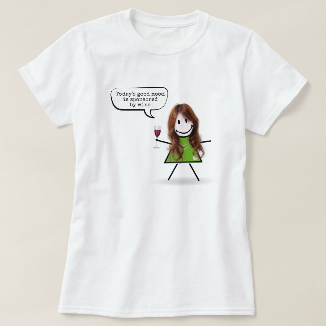 Stick Girl with Vin and Roligt Quote T Shirt (Design framsida)