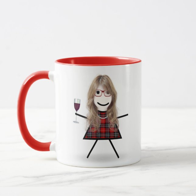 Stick Girl with Vin Glass and Quote Mugg (Vänster)