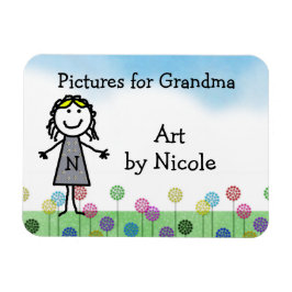 Stick Kid Girl's Personlig Fridge Art Flexi Mag Magnet