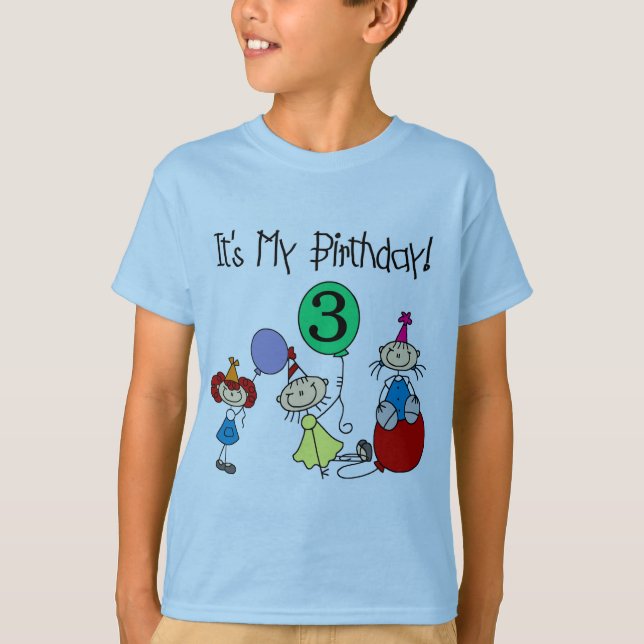 Stick Kids Party 3:e födelsedag Tshirts och presen (Framsida)
