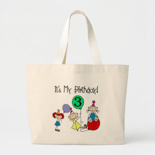 Stick Kids Party 3:e födelsedag Tshirts och presen Jumbo Tygkasse