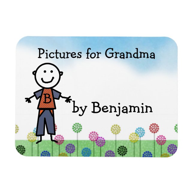 Stick Kids Personlig Fridge Art Flexi Magnet (Horisontell)