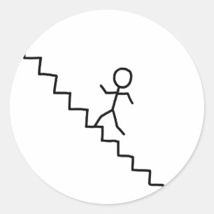 Stick man som går upp på trappor-dekalen runt klistermärke