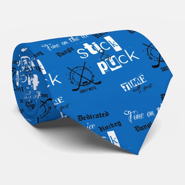 Stick och Puck Time Hockey Coach på blå Slips (Rullad)