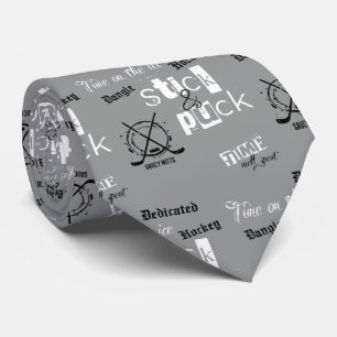 Stick och Puck Time Hockey Coach på silver grått Slips