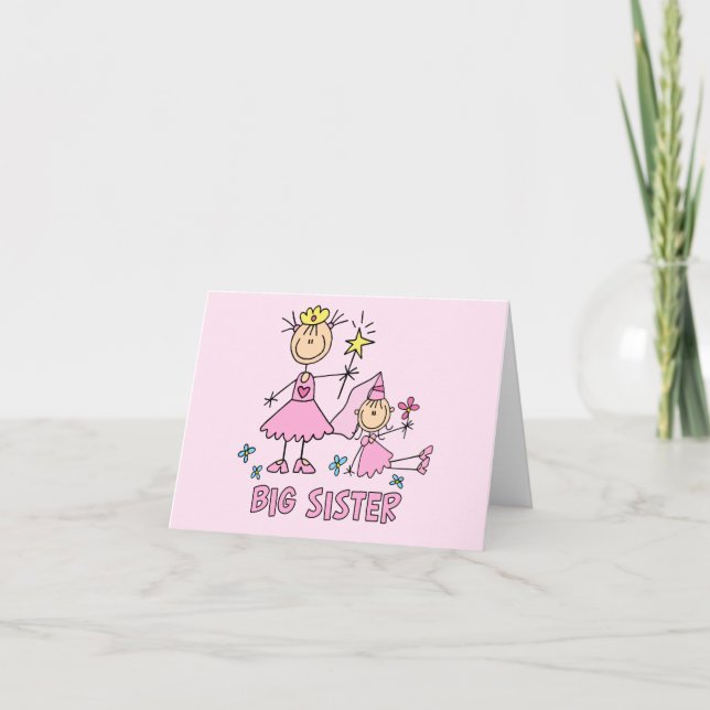 Stick Princess Duo Big Sister Blank Card Kort (Framsida)