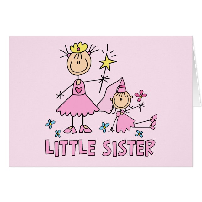 Stick Princess Duo Little Sister Blank Card OBS Kort (Framsidan Horizontal)
