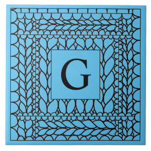 STICK PURL BLÅ Keramisk Kakel + Initial