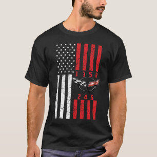 Stick Shift American Flagga chevrolet corvette 6 G T Shirt