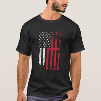 Stick Shift American Flagga Muscle Car 6 Gears Des T Shirt