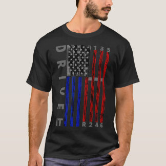 Stick Shift American Flagga Muscle Car Si Speed Ge T Shirt