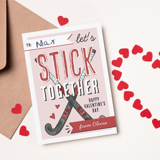 Stick Together Field Hockey Kids Valentine Card Inbjudningar (Skapare uppladdad)