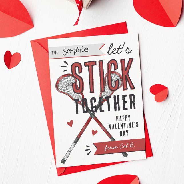 Stick Together Lacrosse Classroom Valentine Card Inbjudningar (Skapare uppladdad)