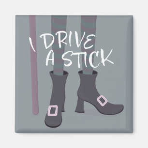 Stick Witch Broomstick kul Halloween Magnet