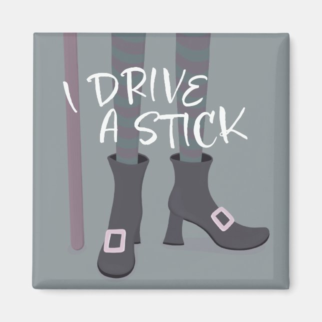 Stick Witch Broomstick kul Halloween Magnet (Framsidan)