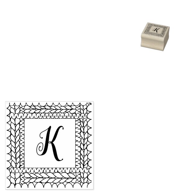 STICKA AVIGA 1" Fyrkantig Gummistämpel + Initial Stämpel (Stämplad)