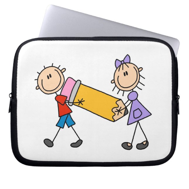 Sticka barn med penna laptop fodral (Framsidan)