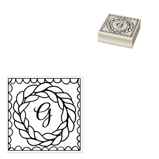 STICKA CIRCLE 2’ Square Rubber Frimärke + Initial Stämpel (Stämplad)