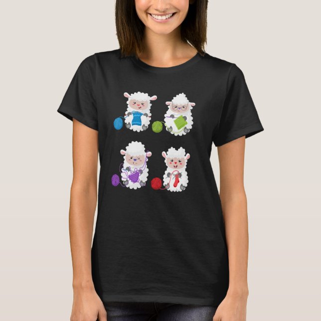 Sticka Crochet Knitter Gift Crocheting Sheep Knitt T Shirt (Framsida)