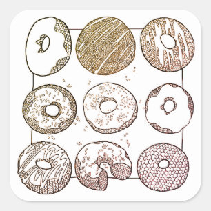 STICKA DONUTS STORA Fyrkantstreck Fyrkantigt Klistermärke