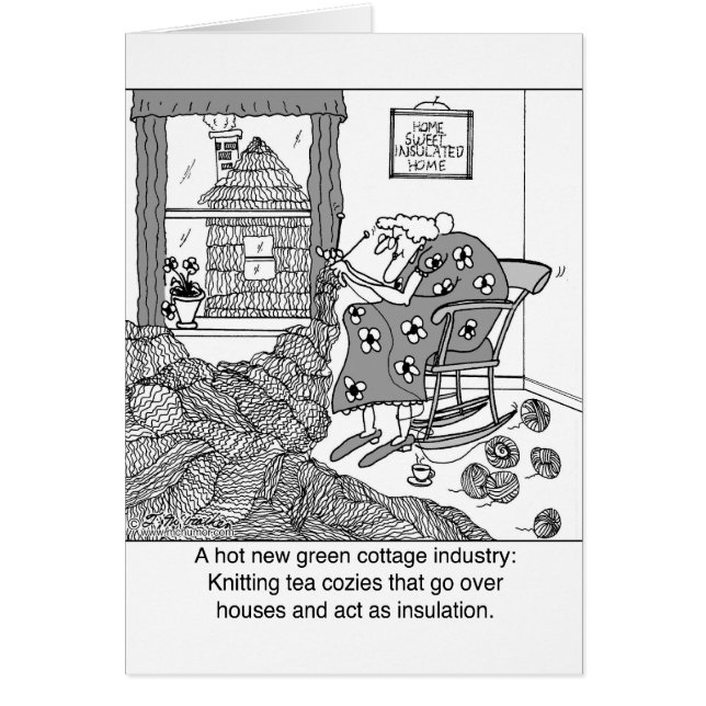 Sticka en grön stugabransch hälsningskort (Framsidan)