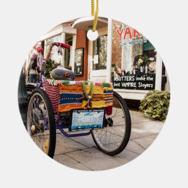 Sticka en, porlande två julgransprydnad keramik (Framsidan)