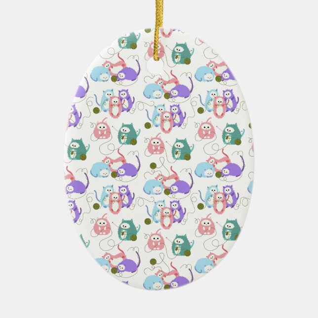 Sticka för 3 lite kattungar! julgransprydnad keramik (Framsidan)