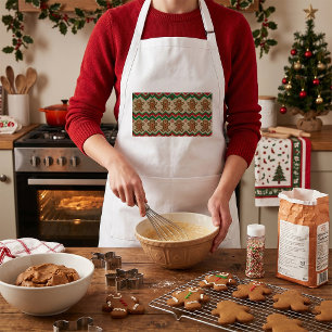 Sticka Gingerbread Man Jul Mönster Förkläde