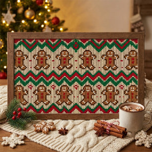 Sticka Gingerbread Man Jul Mönster Poster