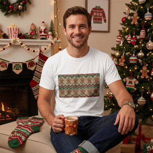 Sticka Gingerbread Man Jul Mönster T Shirt