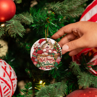Sticka Händer på Jul Roligt Stickning Kattälskare Julgransprydnad Keramik