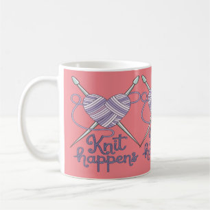 Sticka Happens Funny Knitting Yarn Älskare Design Kaffemugg