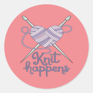 Sticka Happens Funny Knitting Yarn Älskare Design Runt Klistermärke