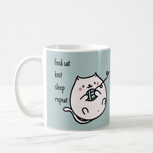 Sticka Katt Virka Sova Stickare Kaffemugg (Vänster)