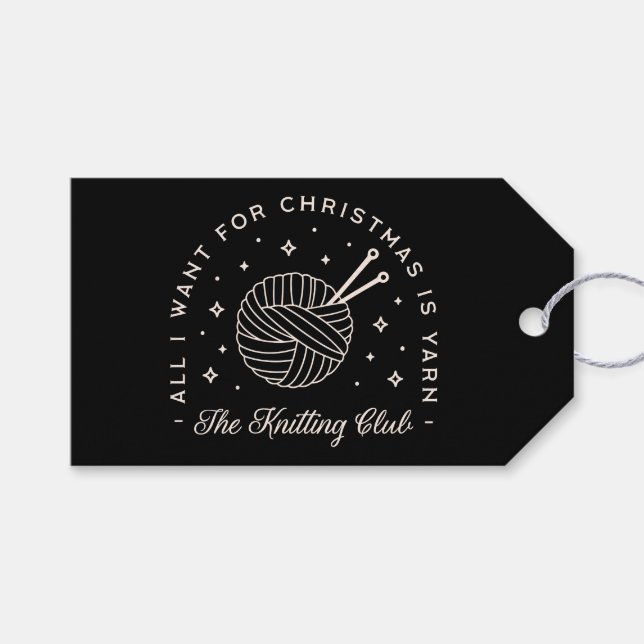 Sticka klubb som stickar helgdagar, lustigt garn presentetikett (Framsidan (Horisontell))