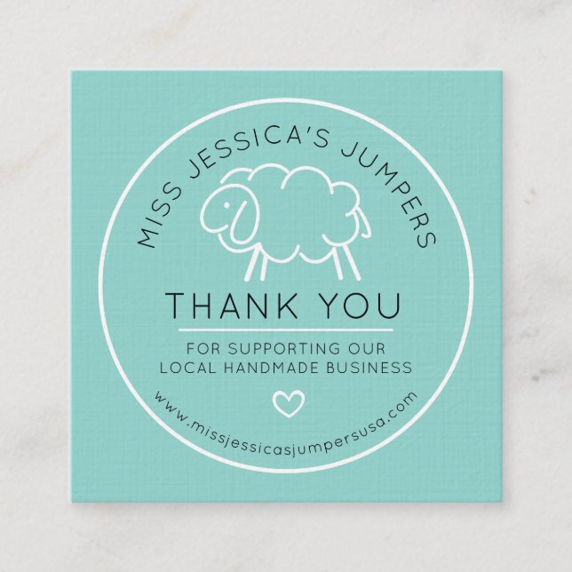 Sticka lambswool får logotyp aqua lojalitetskort (Framsida)