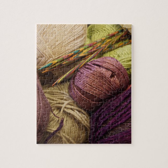 Sticka med ullgarn pussel (Vertikal)