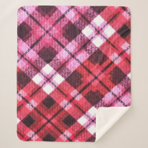 Sticka Play Tartan Check Rosa White Vin Mönster