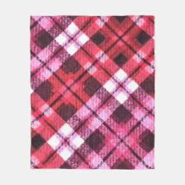 Sticka Play Tartan Check Rosa White Vin Mönster Fleecefilt