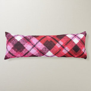 Sticka Play Tartan Check Rosa White Vin Mönster Kroppskudde